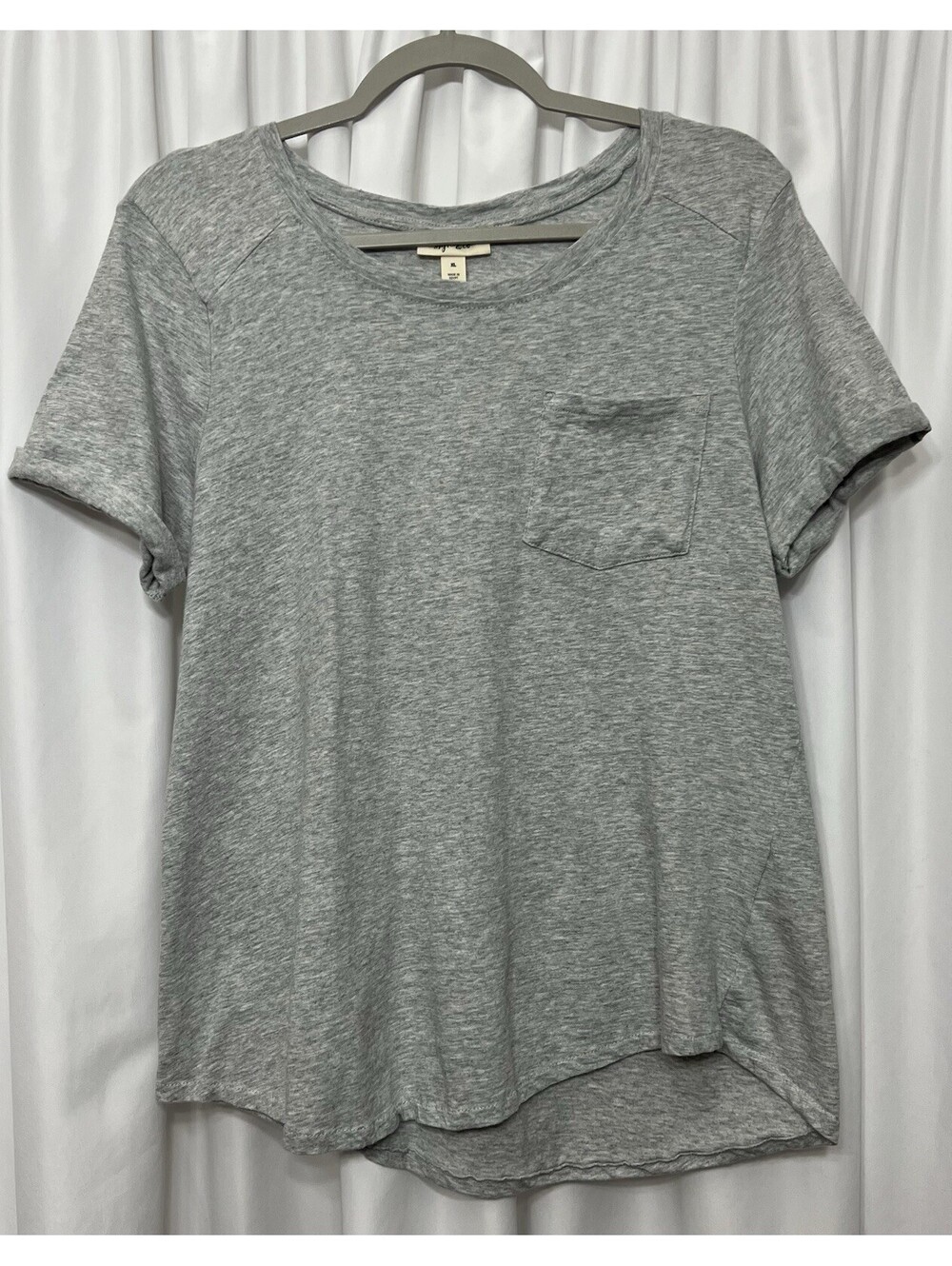 Style & Co Women’s Size XL Gray Short Sleeve Pocket Tee T-Shirt